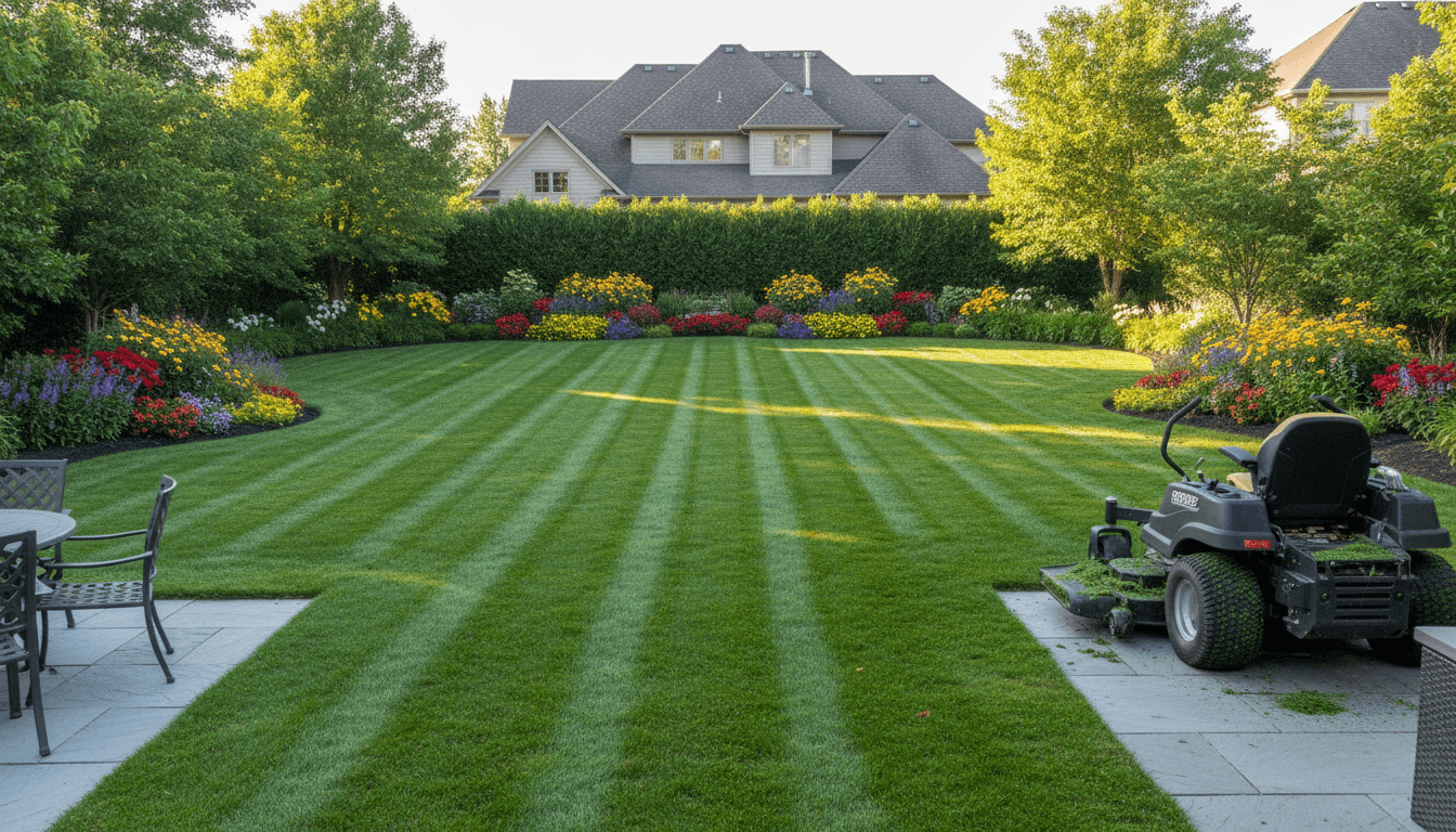 Well-maintained residential yard and lawn care service