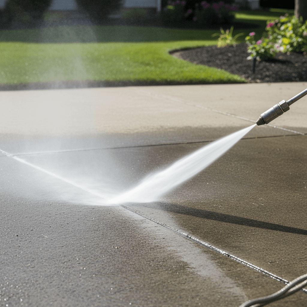Professional pressure washing driveway cleaning